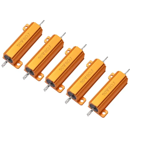 Vista 3 de 5pcs 50W 1 OHM aluminio alojado alambre herido resistencia tono oro