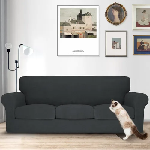 Vista 124 de MAXIJIN 2 piezas de fundas para silla con brazos, funda para silla de sofá para sala de estar, funda elástica para perros para una silla con 1 cojín