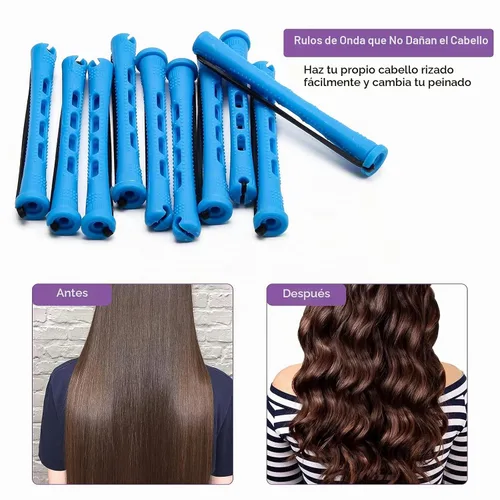 Vista 5 de Coolrunner Juego de varillas de permanente, 60 varillas de plástico azul con peine de acero para rizar el cabello, herramientas de peinado