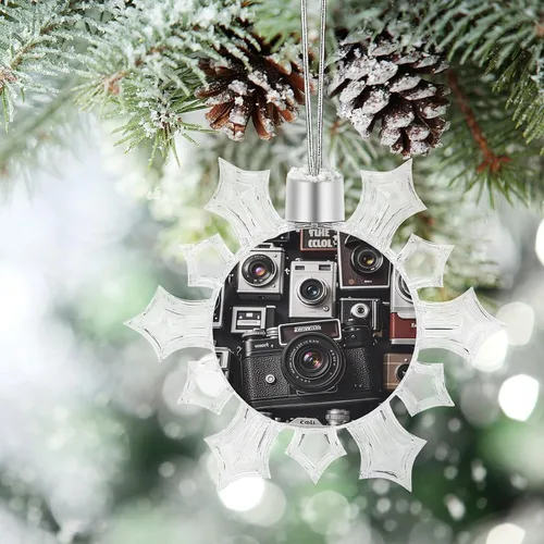 Vista 6 de Retro Cool Camera Collection Snowflake Ornaments Christmas Hanging Snowflake Decorations Christmas Snowflakes Decorations Supplies for Party