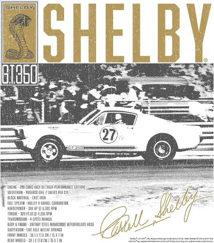 Vista 2 de Carroll Shelby GT350 Men's Short Sleeve T Shirts Vintage Style Graphic Tees