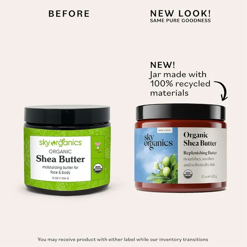 Vista 2 de Manteca de karité ecológica por Sky Organics, sin refinar, 100% pura manteca de cacao prima, 16 onzas, nutritiva para piel, hidratante de curación