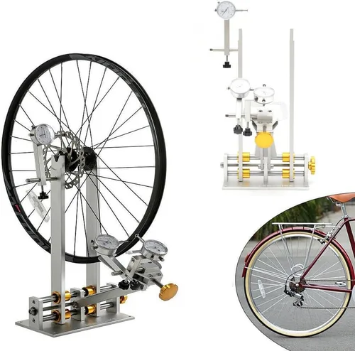 Vista 5 de Soporte de rueda de bicicleta, plataforma de reparación de mantenimiento de cubo de bicicleta+herramienta mecánica para ruedas de 10" a 29
