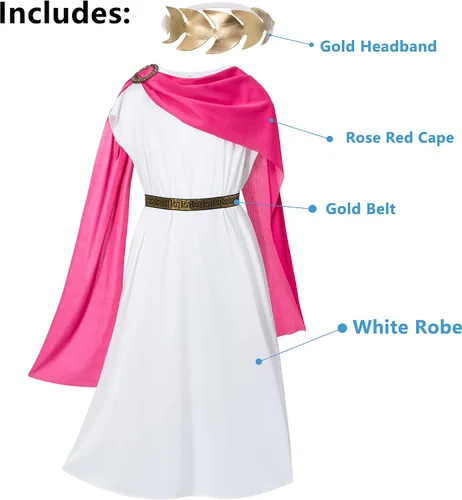 Vista 5 de TOGROP Greek Toga Costume for Kids Ancient Greece Mythos Philosopher Rome Nobility Cosplay