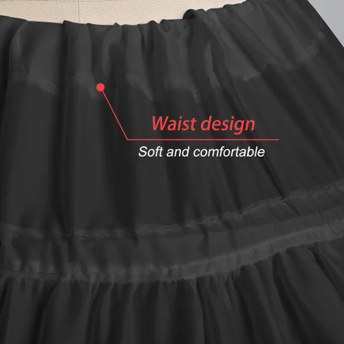 Vista 4 de SISROL Enagua de crinolina para mujer, 6 aros, longitud hasta el suelo, falda de crinolina para vestido de novia, vestido de baile de novia