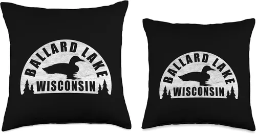 Vista 3 de Birds Eye Works Ballard Lake Northern Wisconsin Loon - Almohada de 16 x 16 pulgadas, multicolor