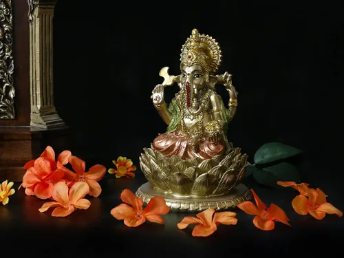 Vista 9 de Figura de ídolo hindú de resina de 6.3 pulgadas de alto, estatua de ídolo, elefante, Dios Ganpati, para el hogar, templo, mandir, altar, santuario