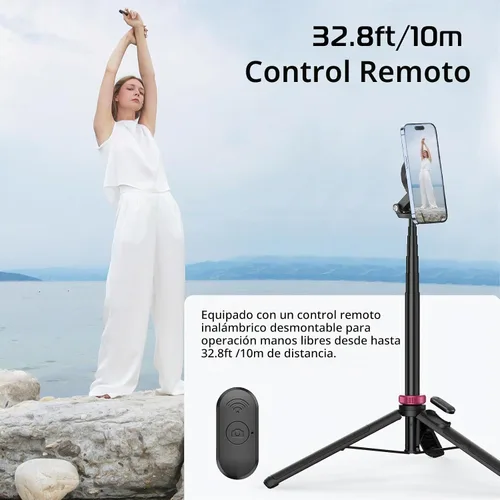 Vista 6 de ULANZI Palo de Selfie Magnético de 61'' Trípode para Teléfono con Control Remoto Inalámbrico, Soporte Extensible para Teléfono Celular, Compatible