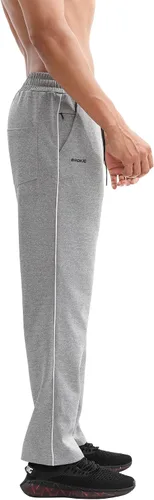 Vista 7 de BROKIG Pantalones deportivos de entrenamiento para hombre con doble bolsillos, parte inferior abierta, holgados, casuales, para descansar