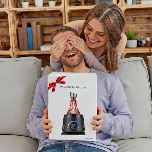 Vista 3 de Cobalance Decantador eléctrico de vino con aireador integrado, enfriador de botellas de 50 onzas y jarra, mantiene fresco las 24 horas, perfecto