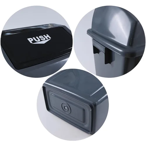 Vista 3 de Paquete de 4 cubos de basura de reciclaje de 13 galones para el hogar dormitorio y la oficina, contenedor de reciclaje grande con tapa, color gris