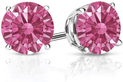 Vista 81 de Gem Stone King Aretes de plata de ley 925 con piedra natal redonda de 0.276 in para mujer