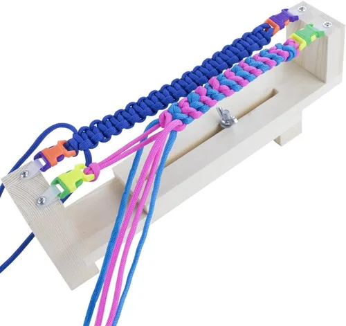 Vista 2 de Fabricante de pulseras de cuerda de paracaídas de longitud ajustable, plantilla de marco de madera, kit de herramientas de bricolaje para trenzar