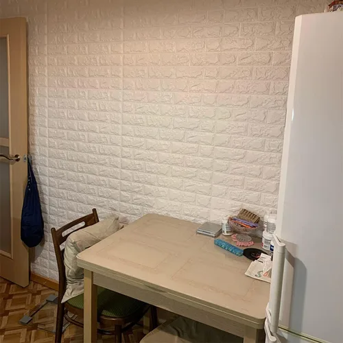 Vista 6 de Pegatinas 3D de pared de ladrillo autoadhesivas de espuma de 30.31 x 13.78 pulgadas, paneles de pared de ladrillo para sala de estar, TV de fondo