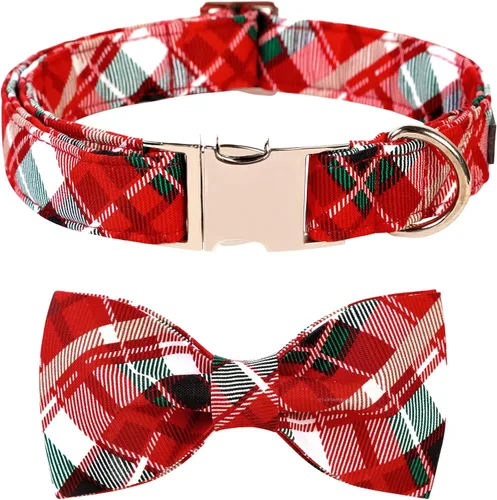 Vista 11 de Lionet Paws Collar de Navidad para perro con corbatín, collar de corbatín para perro con hebilla de metal para perros y gatos, collar ajustable