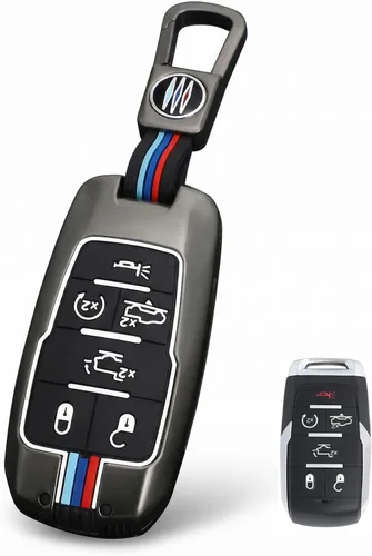 Vista 11 de para Dodge Ram 1500 Funda y Carcasa para Llavero de Metal Soporte de Llave Inteligente Protector, Fibra de carbono, 4 botones, Moderno