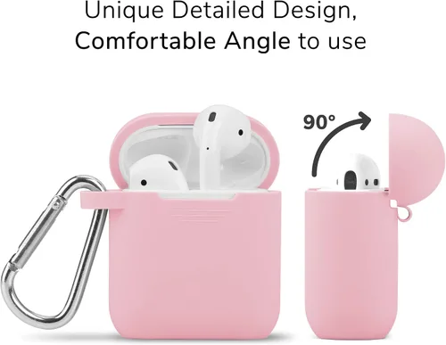 Vista 3 de Funda de silicona para AirPods, fundas protectoras a prueba de golpes con llavero compatible con Apple AirPod 2 y 1