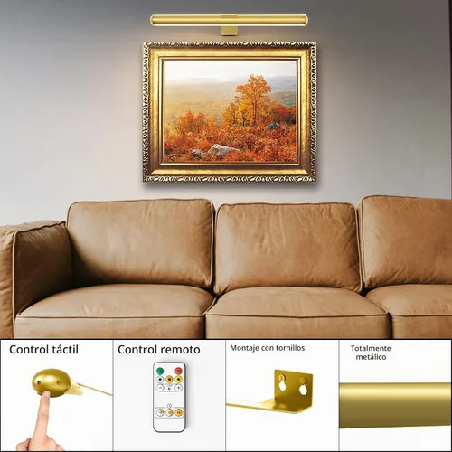 Vista 4 de Battery Picture Lights 16 inch-2PACK , Wireless Rechargeable Painting Light for Art with Remote, Full Metal Led Picture Lights Dimmable Wall Light