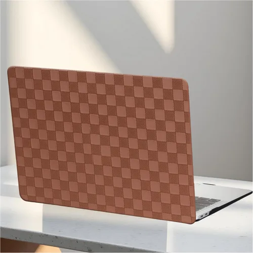 Vista 35 de Funda compatible con MacBook Air de 13 pulgadas (versión 2010-2017). Modelos: A1466 / A1369, funda rígida de piel crema texturizada a cuadros, sin