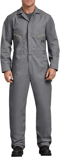 Vista 10 de Dickies - Overol de manga larga de lujo para hombre de 7.5 oz de sarga con cierre frontal para mecánico, uniforme industrial Azul marino oscuro