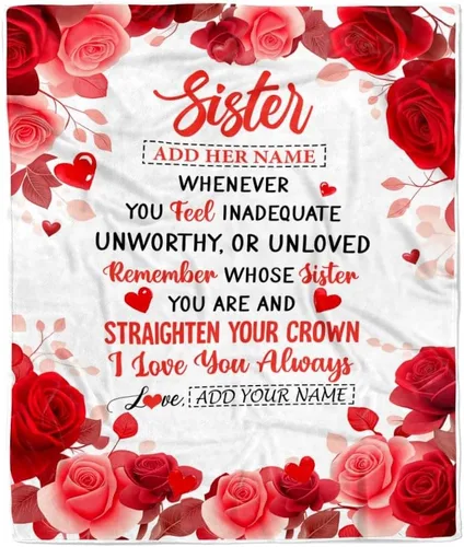 Vista 9 de Manta personalizada con texto en inglés «To My Sister from Sister Wood» No Matter Where Life Takes Us Soul Sister cumpleaños, Navidad, graduación