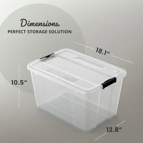Vista 2 de Lifetime Appliance Parts paquete de 6 contenedores organizadores de almacenamiento de plástico de 34 cuartos de galón con tapa ultra duradera