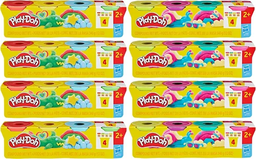Vista 2 de Play-Doh Paquete a Granel de 4 Colores Vibrantes, 32 Latas Coloridas de 3 Onzas de Compuesto de Modelado, Artes y Manualidades para Niños, Juguetes