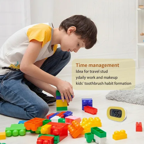 Vista 5 de Cronómetro y reloj de cocina, pantalla LCD grande con alarma fuerte, reloj digital de cuenta regresiva con alarma, parte trasera magnética, pantalla