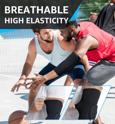 Vista 2 de HiRui Coderas de codo para adolescentes, hombres y mujeres - Protección de codo para baloncesto y béisbol para evitar colisiones y brindar soporte