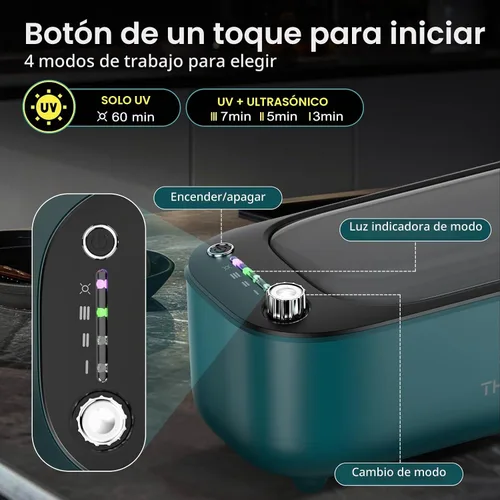 Vista 6 de Ultrasonic Jewelry Cleaner, Smart Variable Frequency 47KHz - 50KHz Verde profundo