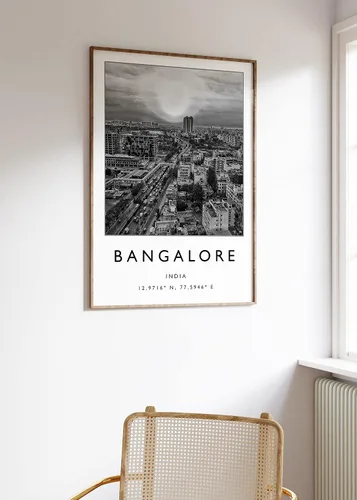 Vista 2 de Impresión de pared de Bangalore, arte de pared de Bangalore, arte de la India, viaje en blanco y negro, foto de viaje 142