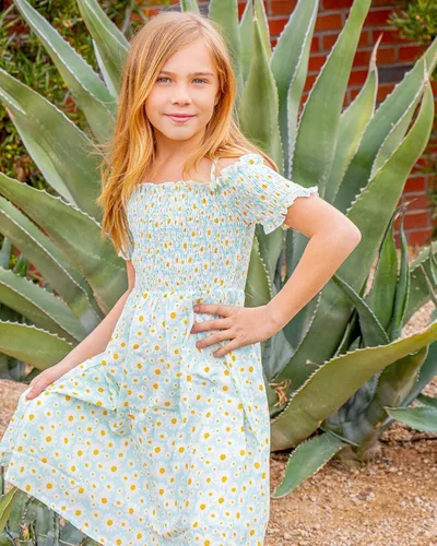 Vista 4 de Arshiner Vestido casual de verano sin mangas floral para niñas