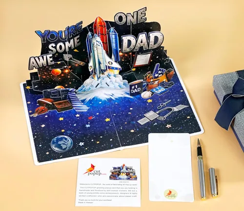 Vista 5 de CUTPOPUP - Impresionantes tarjetas para el día del padre, tarjetas de cumpleaños para hombres, regalos de idea 3D para él, tarjetas de cumpleaños