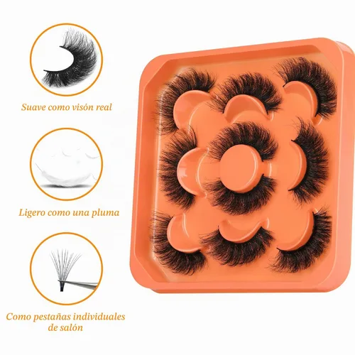 Vista 2 de Pestañas postizas de visón de 3D con volumen completo de 18mm, pestañas postizas gruesas de aspecto natural, extensiones de pestañas falsas 5 pares