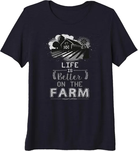 Vista 3 de Camiseta premium Support Local Farming Life Is Better On The Farm, Negro, S