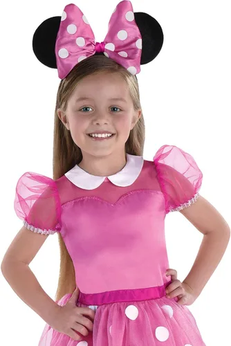 Vista 2 de Party City Disfraz de Halloween rosa de Minnie Mouse para niñas, Multicolor, 3-4T