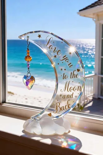 Vista 6 de Figura de luna de cristal "I Love You to the Moon and Back