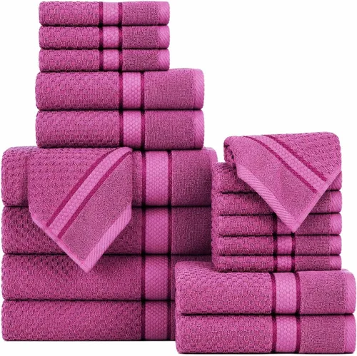 Vista 27 de Ample Decor Juego de toallas de baño 100% algodón, 6 piezas, suaves y absorbentes, de secado rápido, juego de toallas de baño