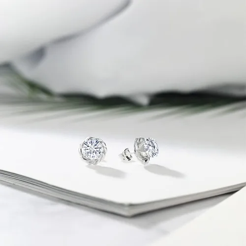 Vista 365 de Gem Stone King Aretes de plata de ley 925 de 0.236 in con piedra natal redonda para mujer