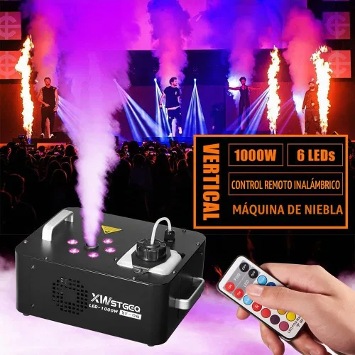Vista 2 de XWSTGEQ 1000W Máquina de humo de niebla vertical con luces LED control remoto inalámbrico