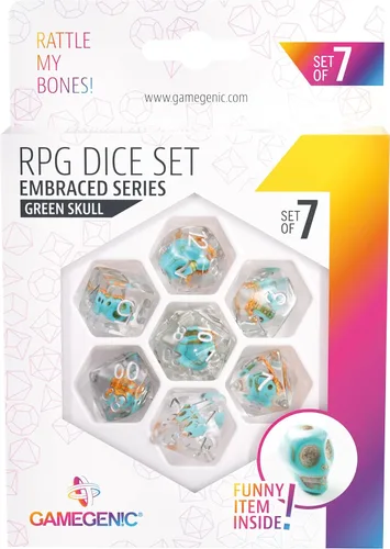 Vista 2 de Gamegenic Embraced Series RPG Juego de dados Juego de 7 dados en una variedad de tamaños diseñados para juegos de rol, dados de resina de alta