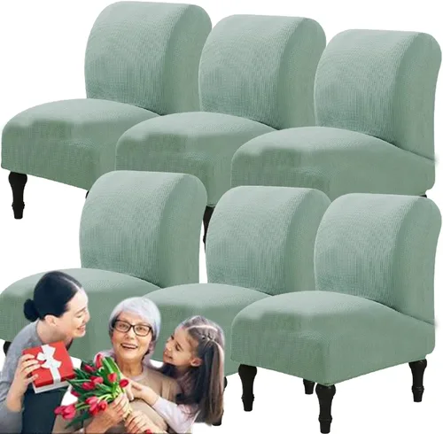 Vista 56 de Fundas elásticas para silla sin brazos, extraíbles y lavables, de elastano jacquard sin reposabrazos, protector de muebles para sala de estar, Verde