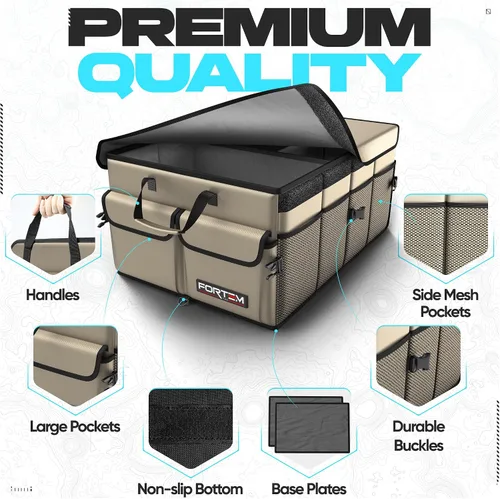 Vista 2 de FORTEM Organizador de maletero para SUV, organizador de maletero de automóvil, almacenamiento plegable, accesorios de coche para mujeres y hombres