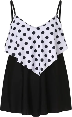Vista 4 de SNKSDGM Conjuntos de bikini para mujer, trajes de baño tankini con pantalones cortos de dos piezas fruncidos con realce