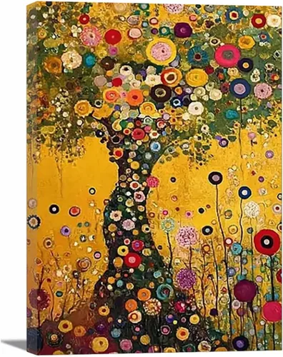 Vista 11 de VOCBAN Nature Tree of Life Abstract Pictures Canvas Painting Large Modern Canvas Wall Art Colorful Trees Living Room Wall Decor Plant Prints(black