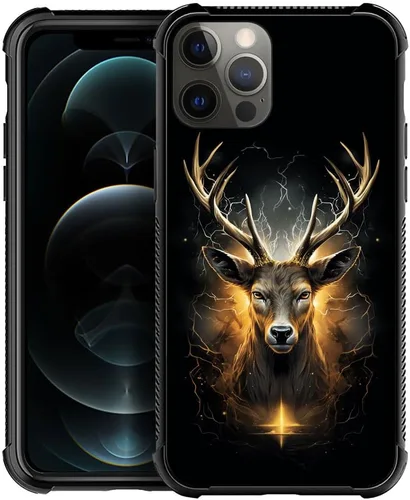 Vista 15 de DJSOK Funda compatible con iPhone 7/8/SE2, funda de ciervo de oro negro para iPhone 7, para niños y niñas, a prueba de golpes, resistente a