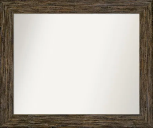 Vista 96 de Amanti Art Espejo personalizado, espejo de baño marrón Fencepost, espejo de pared o espejo de tocador de baño sobre el fregadero (27 x 27 pulgadas)