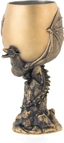 Vista 6 de Royal Selangor Colección Juego de Tronos acabado a mano de peltre edición limitada Gilt Drogon Goblet Gift