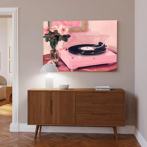 Vista 6 de YFET Tocadiscos vintage Y2K Room Flowers Pink Retro Music Lover Preppy Room - Póster artístico de pared y arte de pared, póster moderno