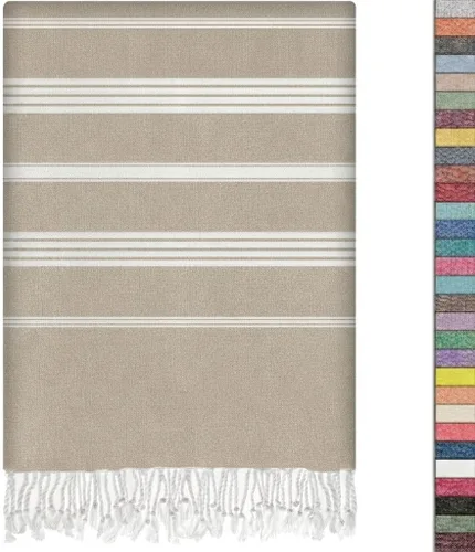 Vista 9 de EPHESUS TOWELS Toalla de playa turca de gran tamaño de 38 x 70 pulgadas, diseño sultán, toalla turca para playa, baño, piscina, gimnasio, yoga